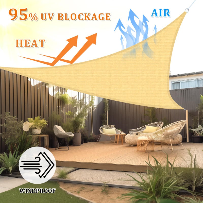 Shade&Beyond Triangle Sun Shade Sail 16'X16'X16' Permeable Canopy Sand for Patio Garden Yard Deck Pergola (We Make Custom Size) - Image 2